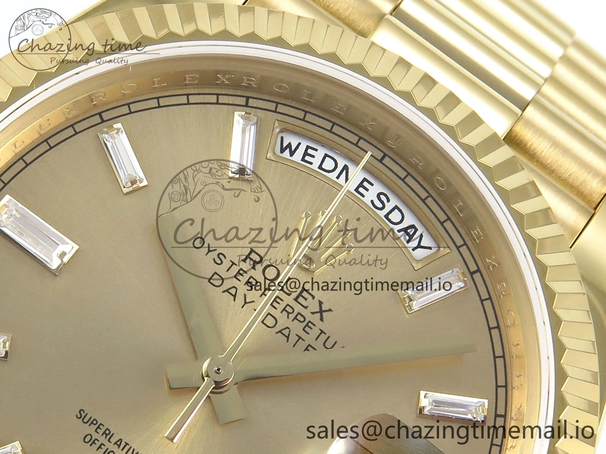 Day Date 128238 36mm YG KF 1:1 Best Edition YG Crystal Dial On President Bracelet A2836 (Gain Weight) Timeless 646