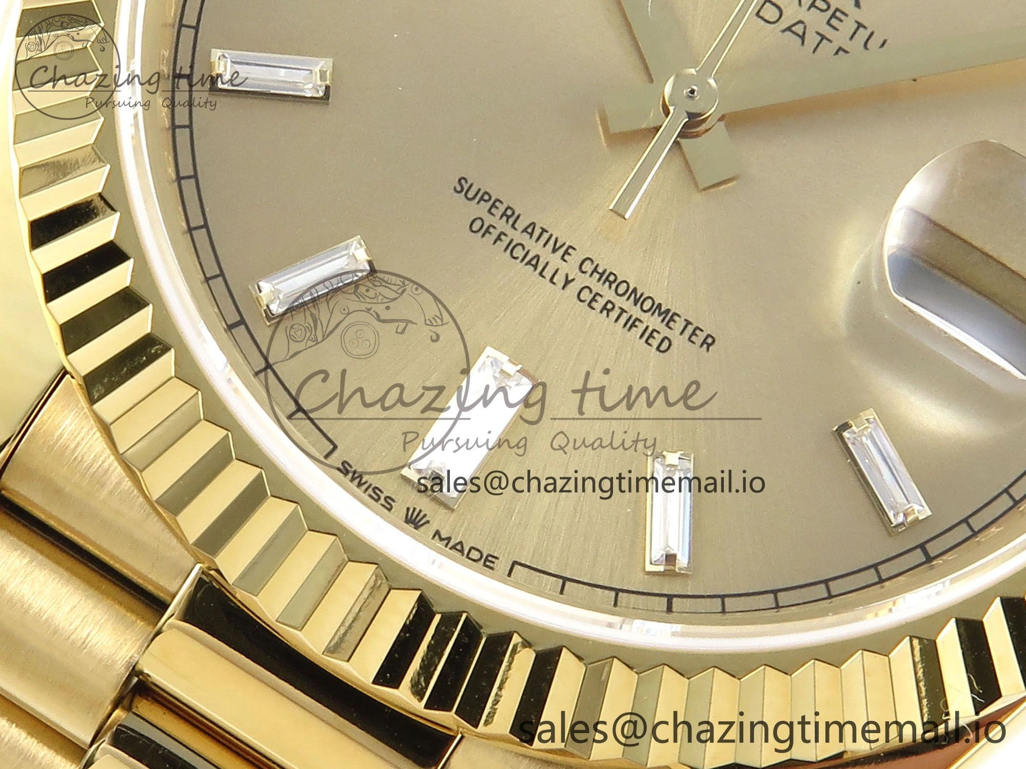 Day Date 128238 36mm YG KF 1:1 Best Edition YG Crystal Dial On President Bracelet A2836 (Gain Weight) Timeless 646