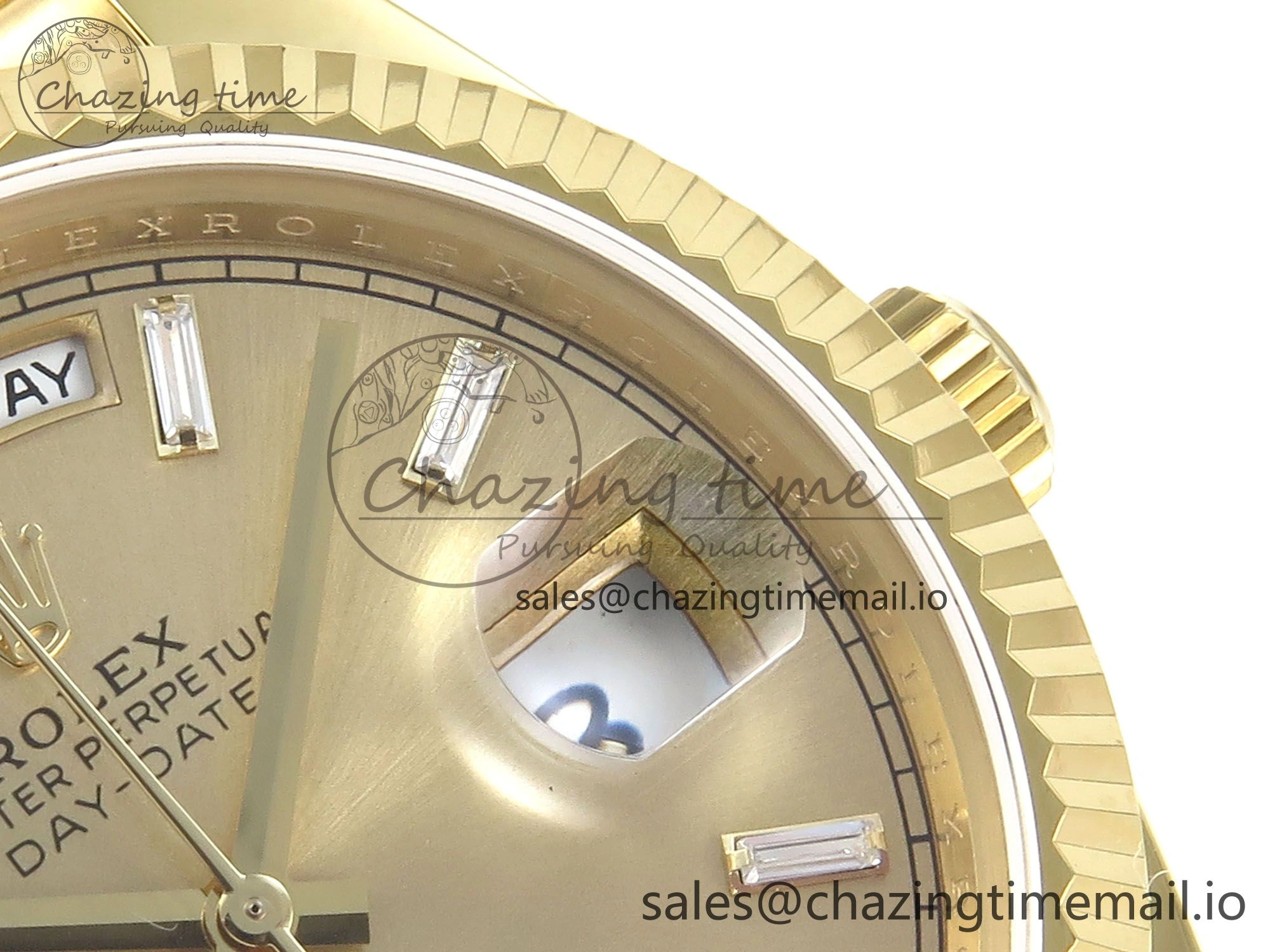 Day Date 128238 36mm YG KF 1:1 Best Edition YG Crystal Dial On President Bracelet A2836 (Gain Weight) Timeless 646
