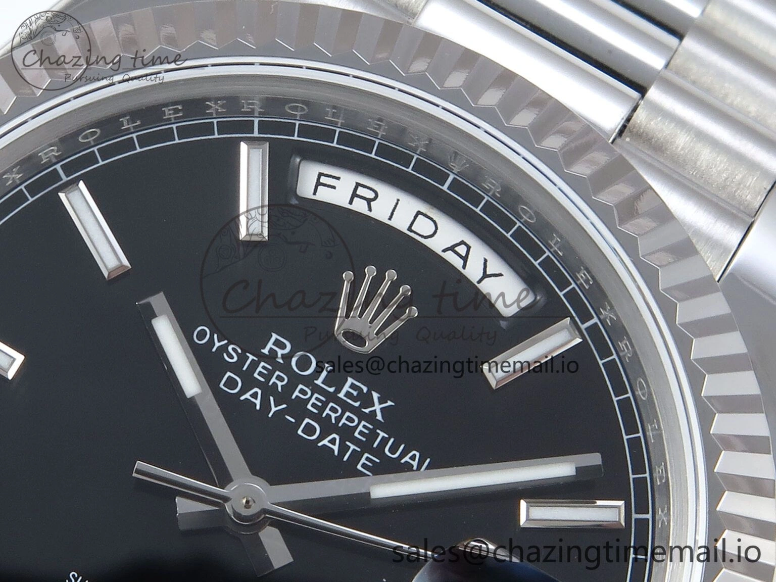Day Date 128239 36mm SS KF 1:1 Best Edition Black Dial Stick Marker On President Bracelet A2836 (Gain Weight) Lightweight 640