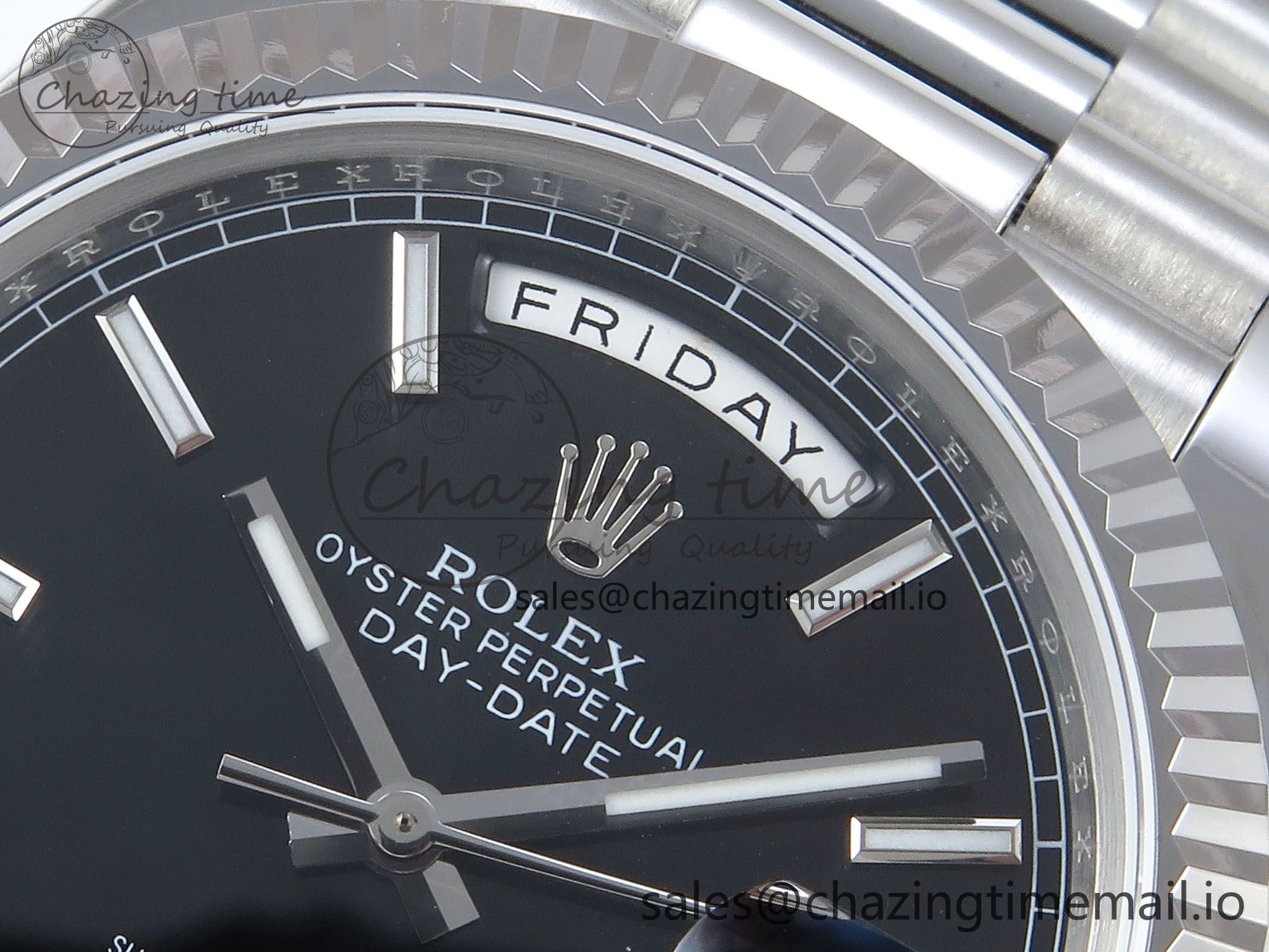 Day Date 128239 36mm SS KF 1:1 Best Edition Black Dial Stick Marker On President Bracelet A2836 (Gain Weight) Lightweight 640