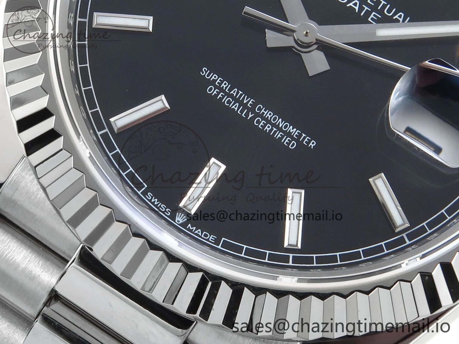 Day Date 128239 36mm SS KF 1:1 Best Edition Black Dial Stick Marker On President Bracelet A2836 (Gain Weight) Lightweight 640