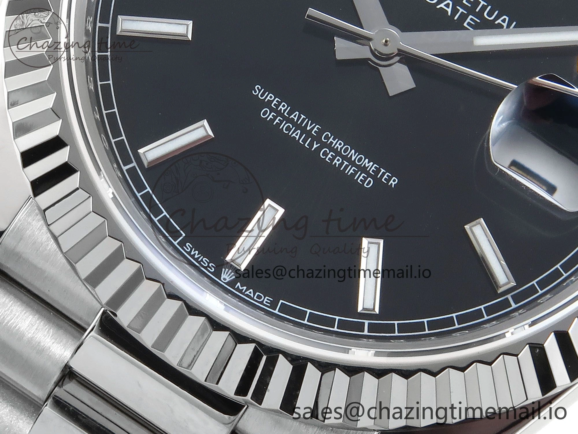 Day Date 128239 36mm SS KF 1:1 Best Edition Black Dial Stick Marker On President Bracelet A2836 (Gain Weight) Lightweight 640