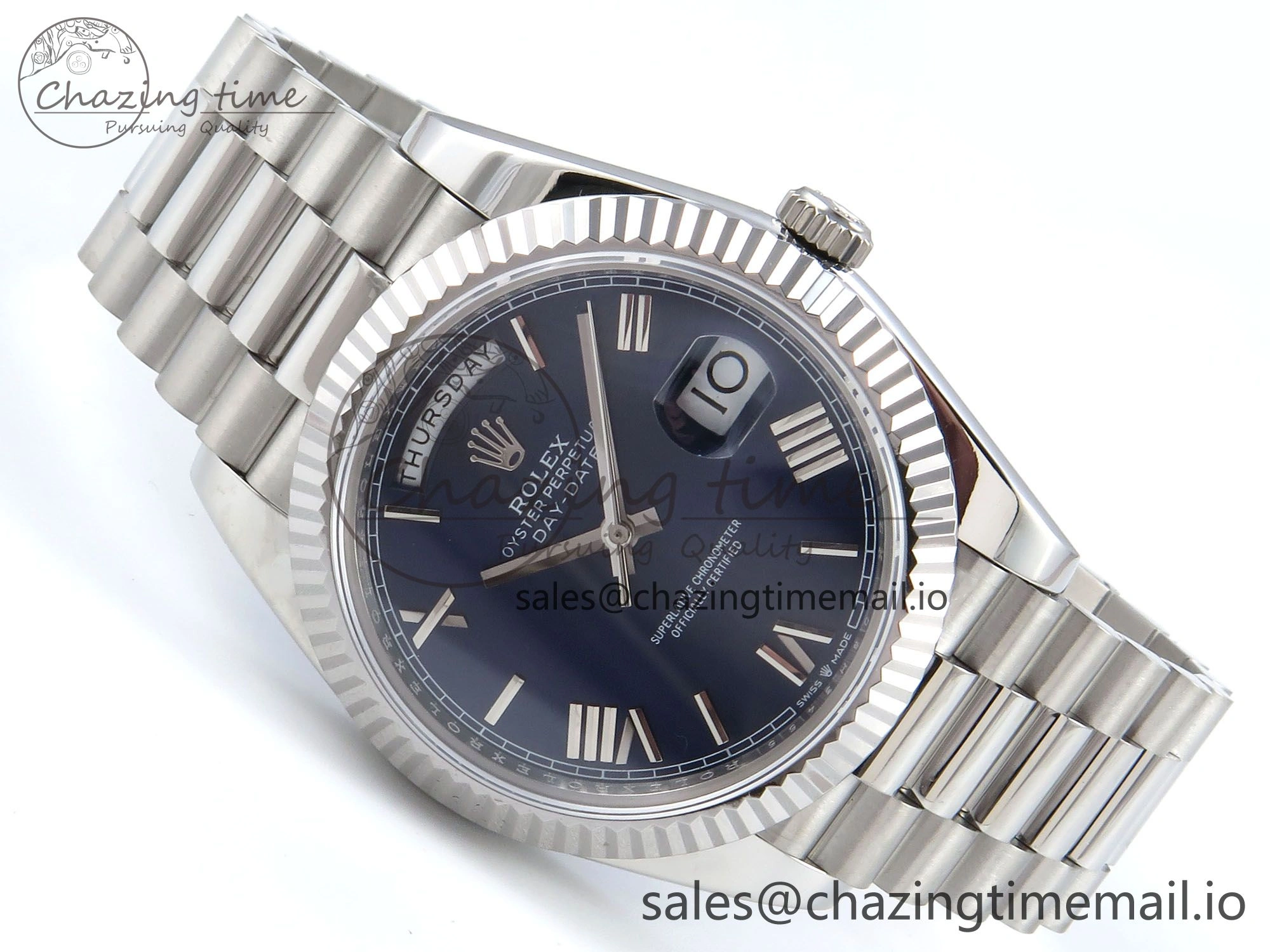 Day Date 128239 36mm SS KF 1:1 Best Edition Blue Roman Dial On President Bracelet A2836 (Gain Weight) SmartChoice 642