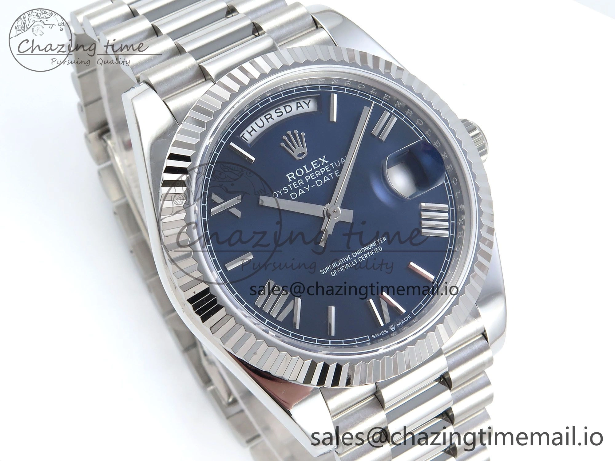 Day Date 128239 36mm SS KF 1:1 Best Edition Blue Roman Dial On President Bracelet A2836 (Gain Weight) SmartChoice 642
