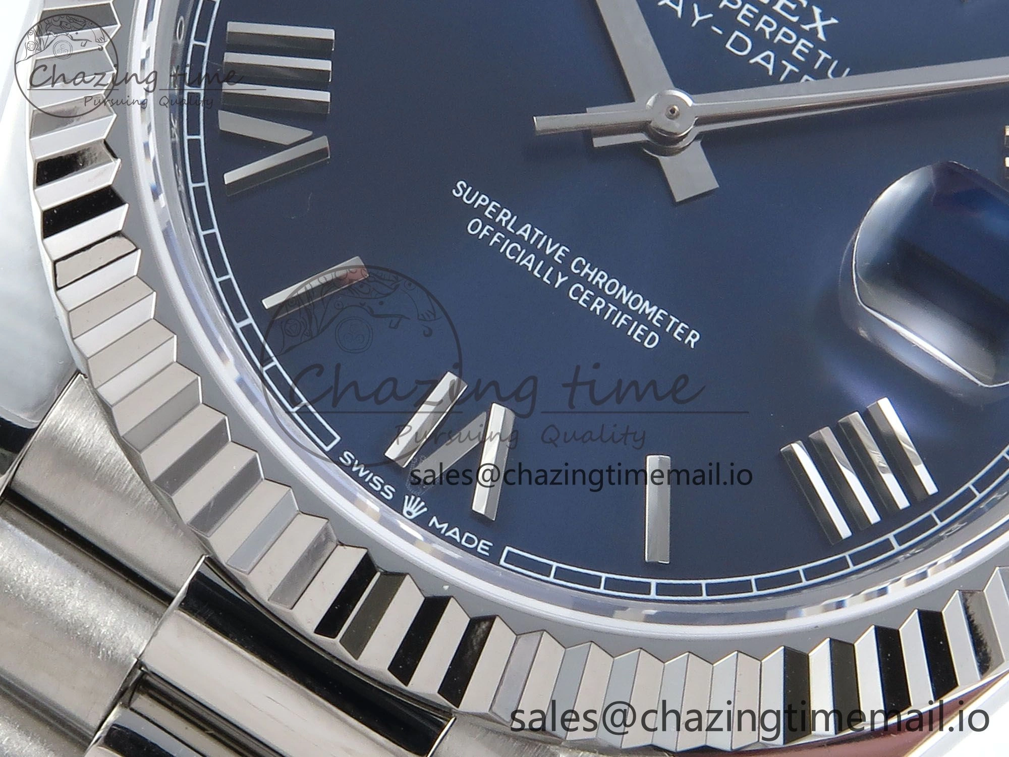 Day Date 128239 36mm SS KF 1:1 Best Edition Blue Roman Dial On President Bracelet A2836 (Gain Weight) SmartChoice 642