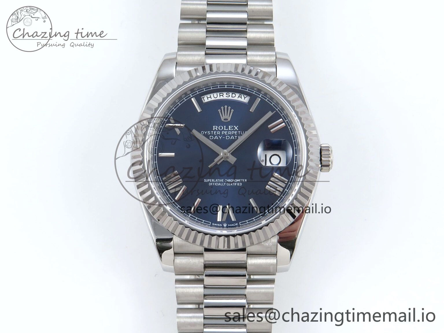 Day Date 128239 36mm SS KF 1:1 Best Edition Blue Roman Dial On President Bracelet A2836 (Gain Weight) SmartChoice 642