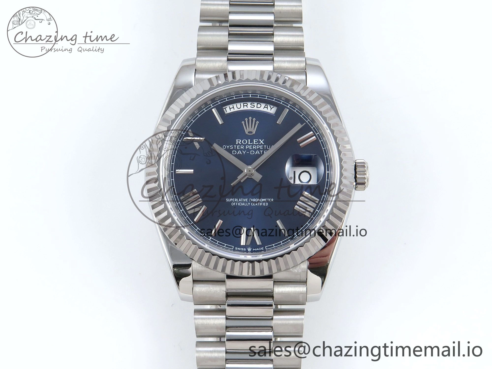 Day Date 128239 36mm SS KF 1:1 Best Edition Blue Roman Dial On President Bracelet A2836 (Gain Weight) SmartChoice 642