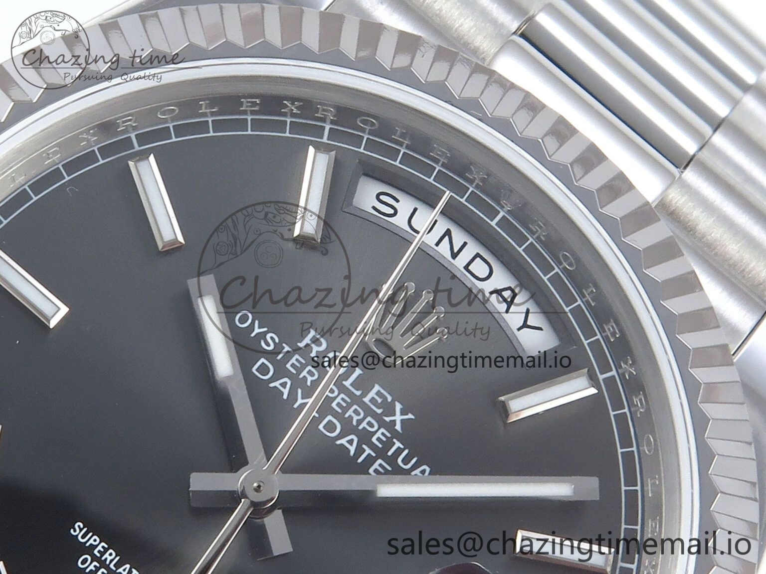 Efficient Day Date 128239 36mm SS KF 1:1 Best Edition Gray Dial Stick Marker On President Bracelet A2836 (Gain Weight) 643