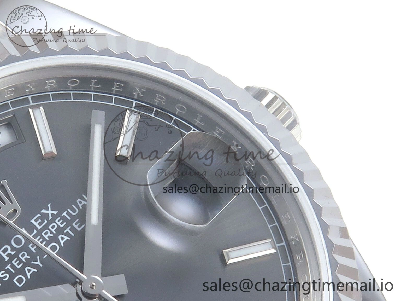 Efficient Day Date 128239 36mm SS KF 1:1 Best Edition Gray Dial Stick Marker On President Bracelet A2836 (Gain Weight) 643