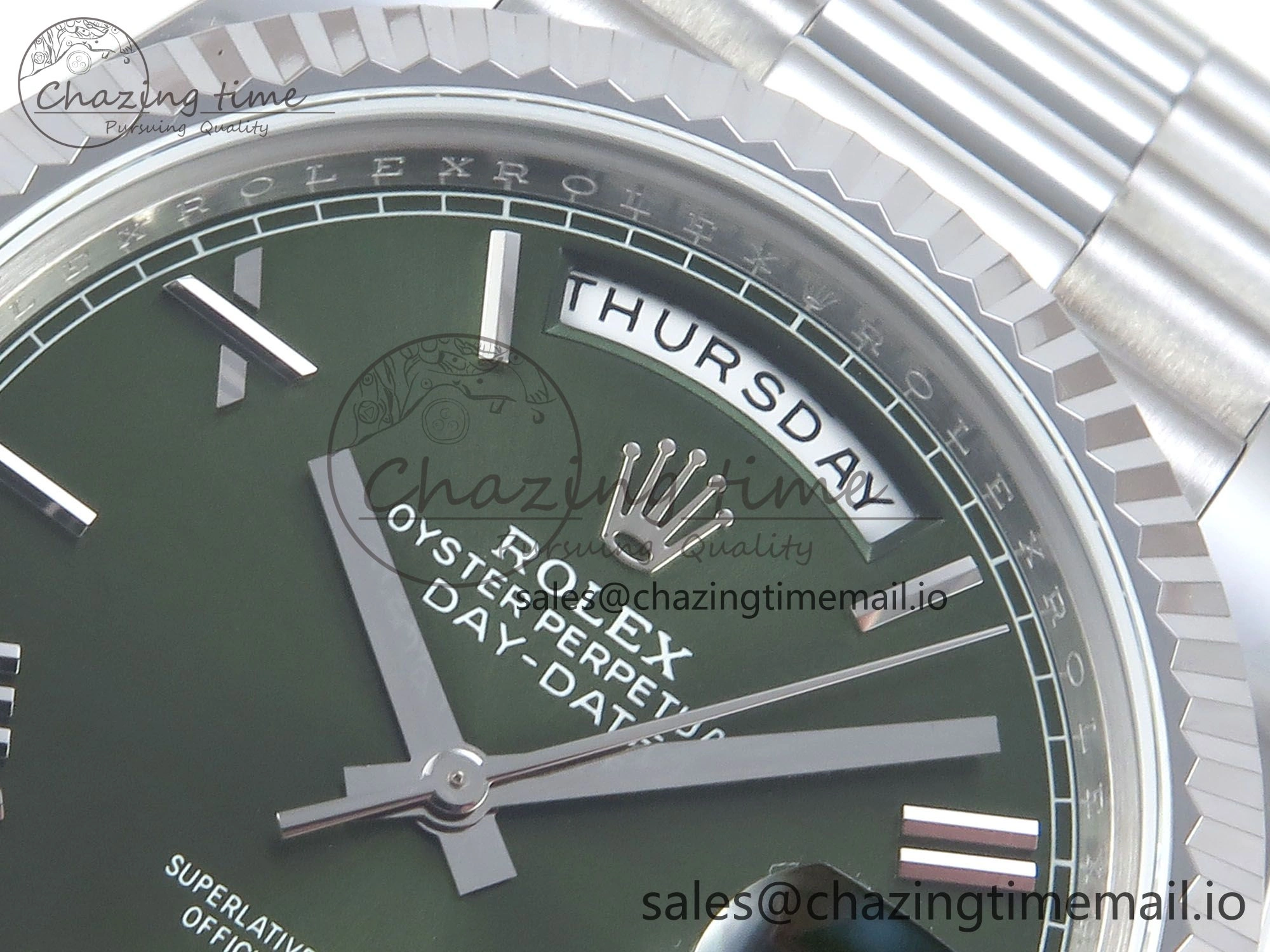 Day Date 128239 36mm SS KF 1:1 Best Edition Green Roman Dial On President Bracelet A2836 (Gain Weight) QuickDry 641
