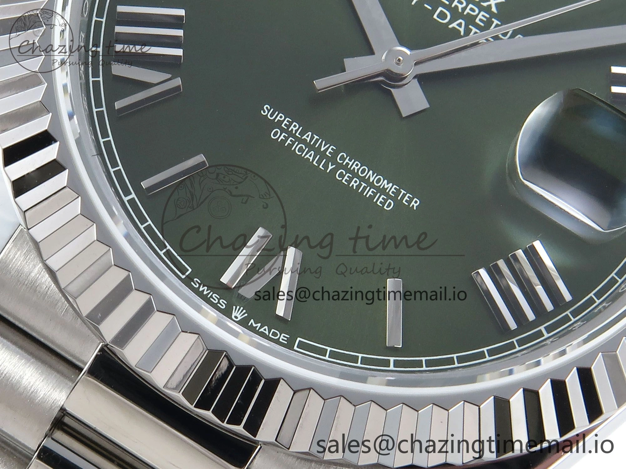 Day Date 128239 36mm SS KF 1:1 Best Edition Green Roman Dial On President Bracelet A2836 (Gain Weight) QuickDry 641