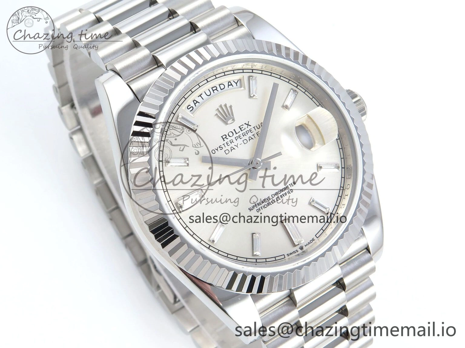 Original Day Date 128239 36mm SS KF 1:1 Best Edition Silver Crystal Dial On President Bracelet A2836 (Gain Weight) 645