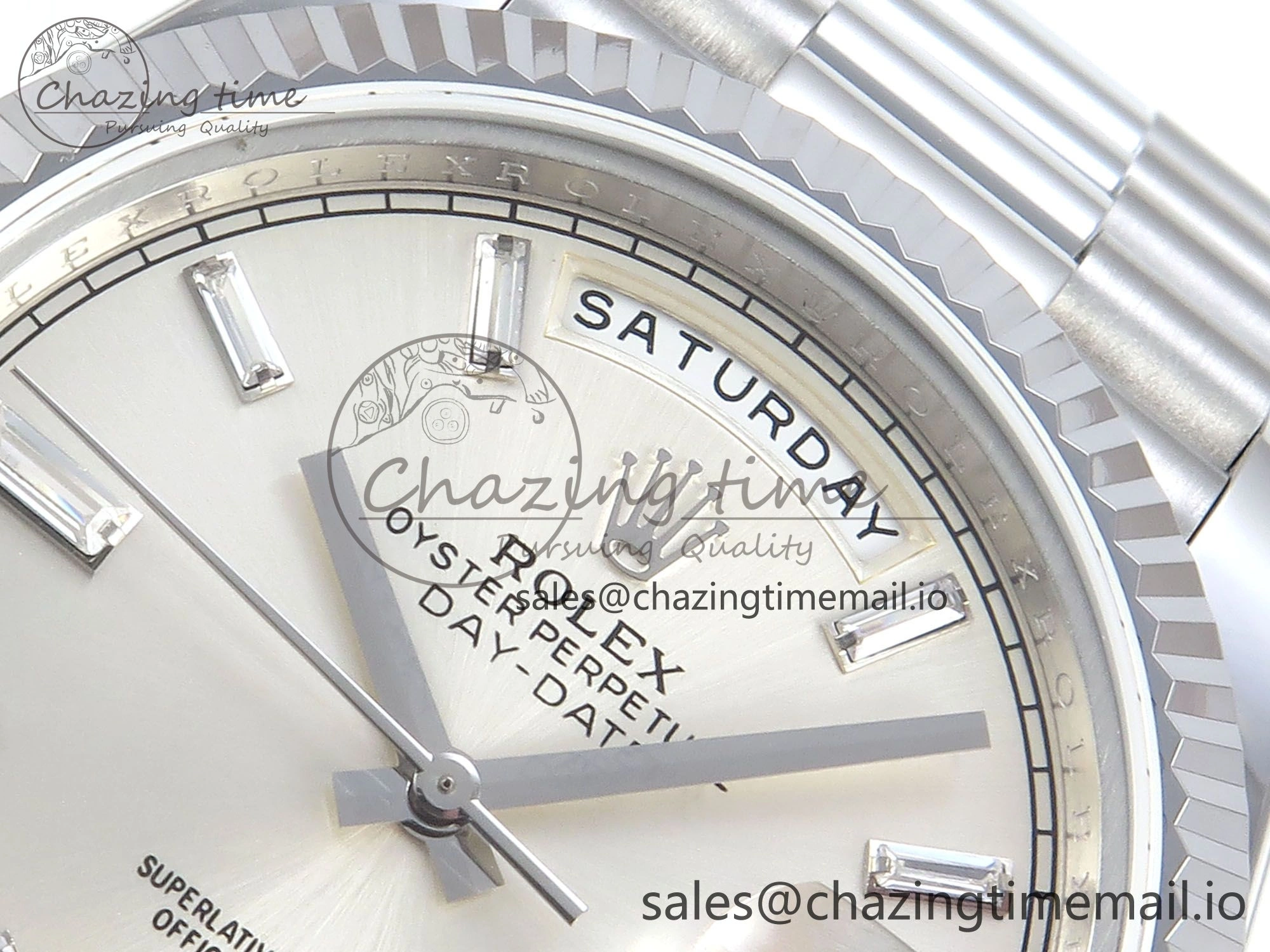 Original Day Date 128239 36mm SS KF 1:1 Best Edition Silver Crystal Dial On President Bracelet A2836 (Gain Weight) 645
