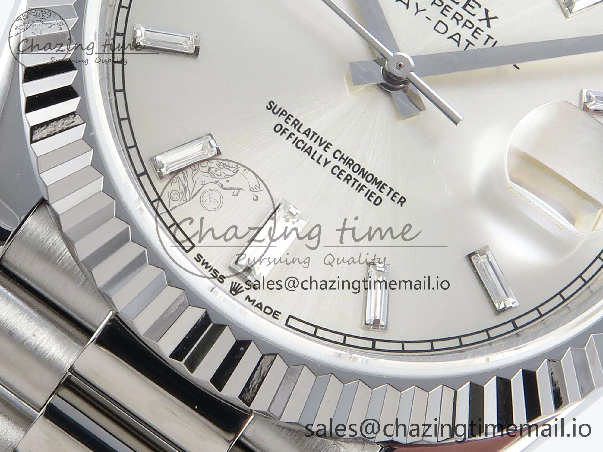 Original Day Date 128239 36mm SS KF 1:1 Best Edition Silver Crystal Dial On President Bracelet A2836 (Gain Weight) 645