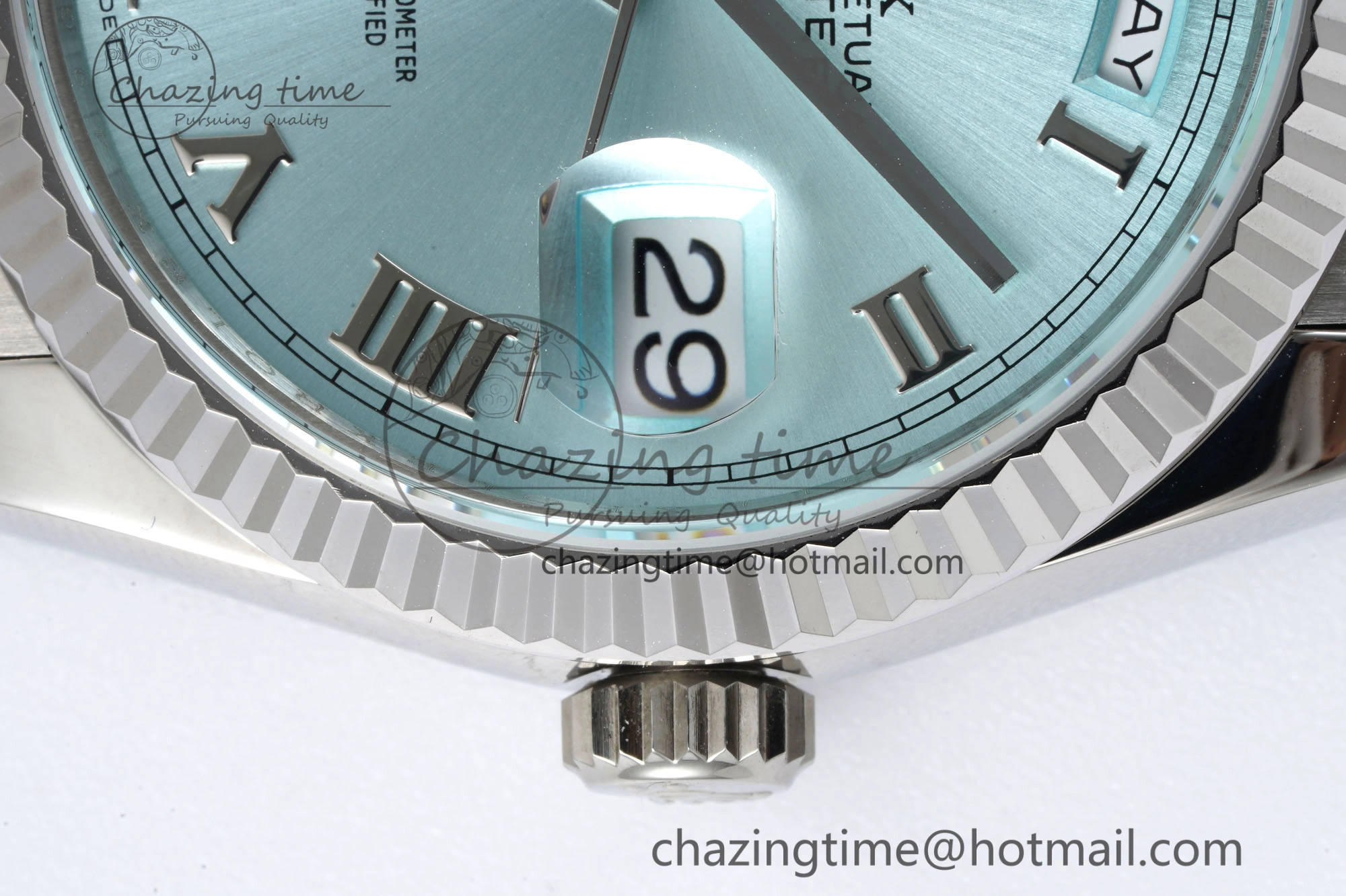 Minimalist Day Date 36 JDF 1:1 Best Edition 904L Steel Ice Blue Dial Roman Markers on Bracelet A 2199