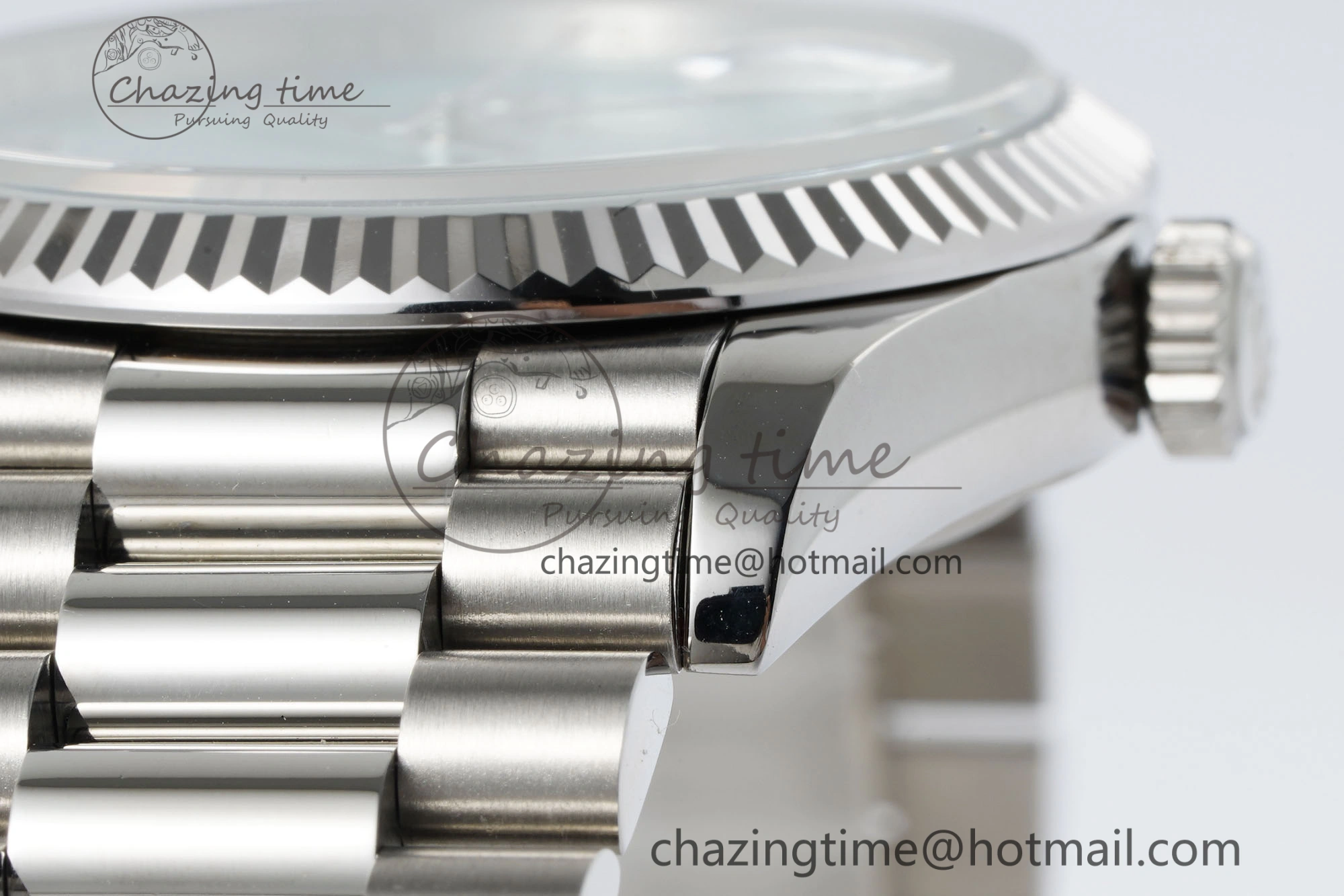 Minimalist Day Date 36 JDF 1:1 Best Edition 904L Steel Ice Blue Dial Roman Markers on Bracelet A 2199