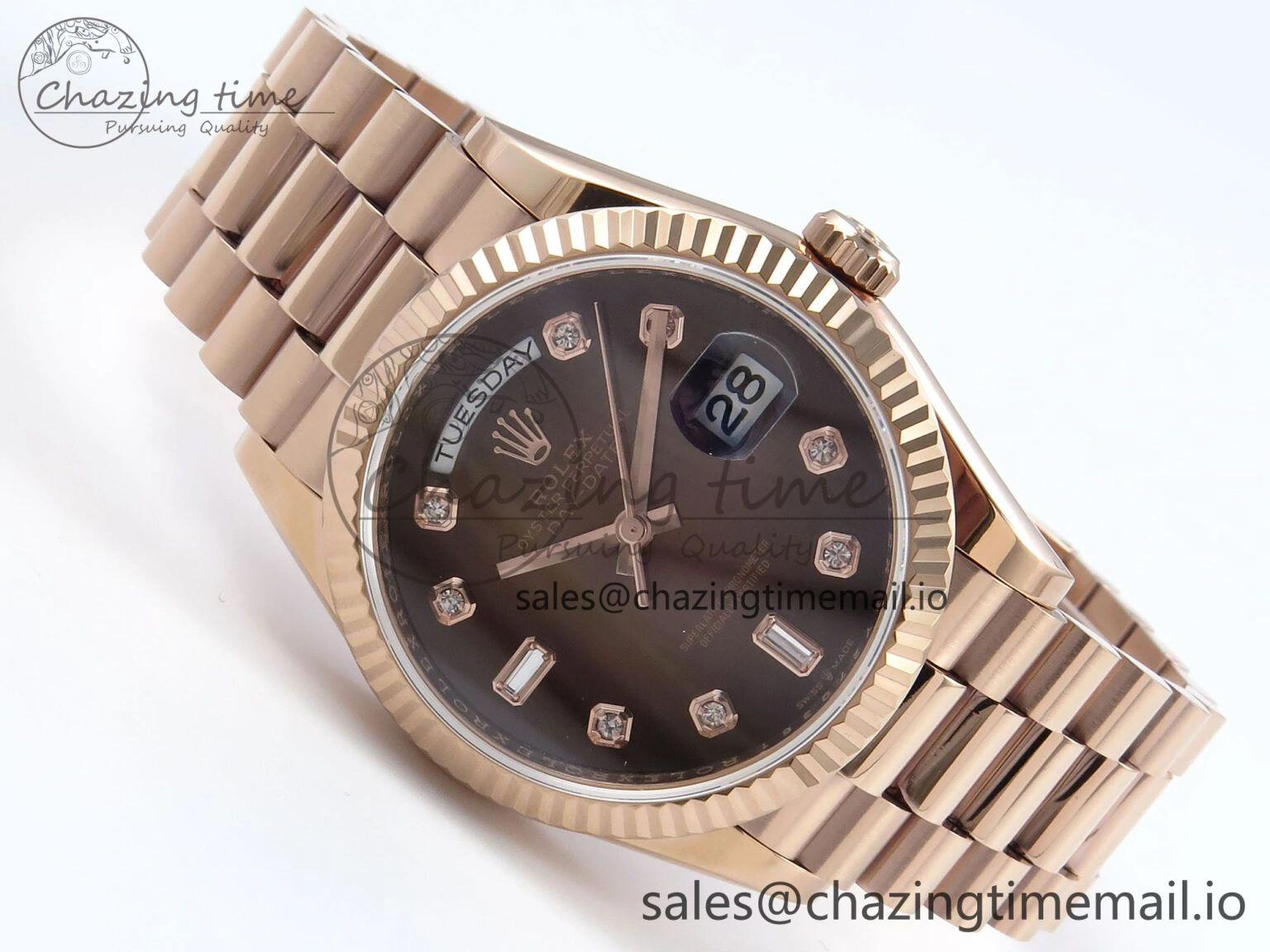 Day Date 36 RG 128235 KF 1:1 Best Edition Brown Diamonds Dial on President Bracelet A2836 (Gain Weight) Chic 503