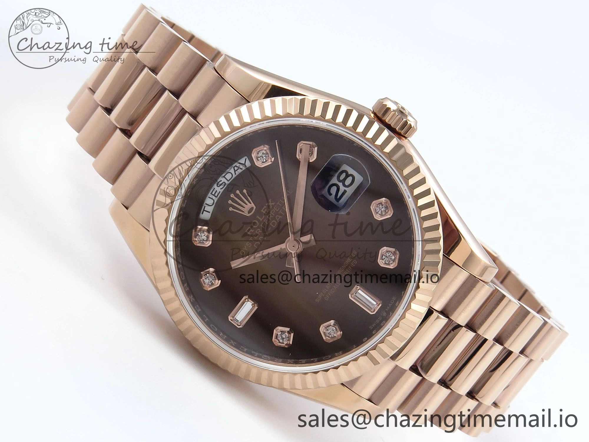Day Date 36 RG 128235 KF 1:1 Best Edition Brown Diamonds Dial on President Bracelet A2836 (Gain Weight) Chic 503