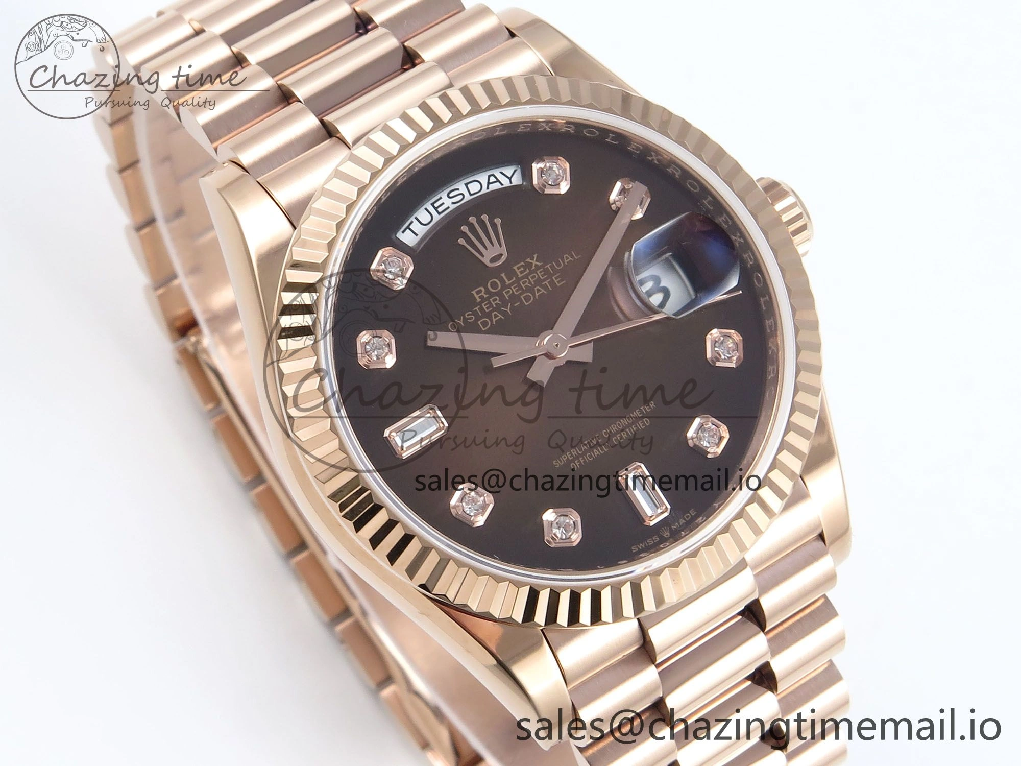 Day Date 36 RG 128235 KF 1:1 Best Edition Brown Diamonds Dial on President Bracelet A2836 (Gain Weight) Chic 503