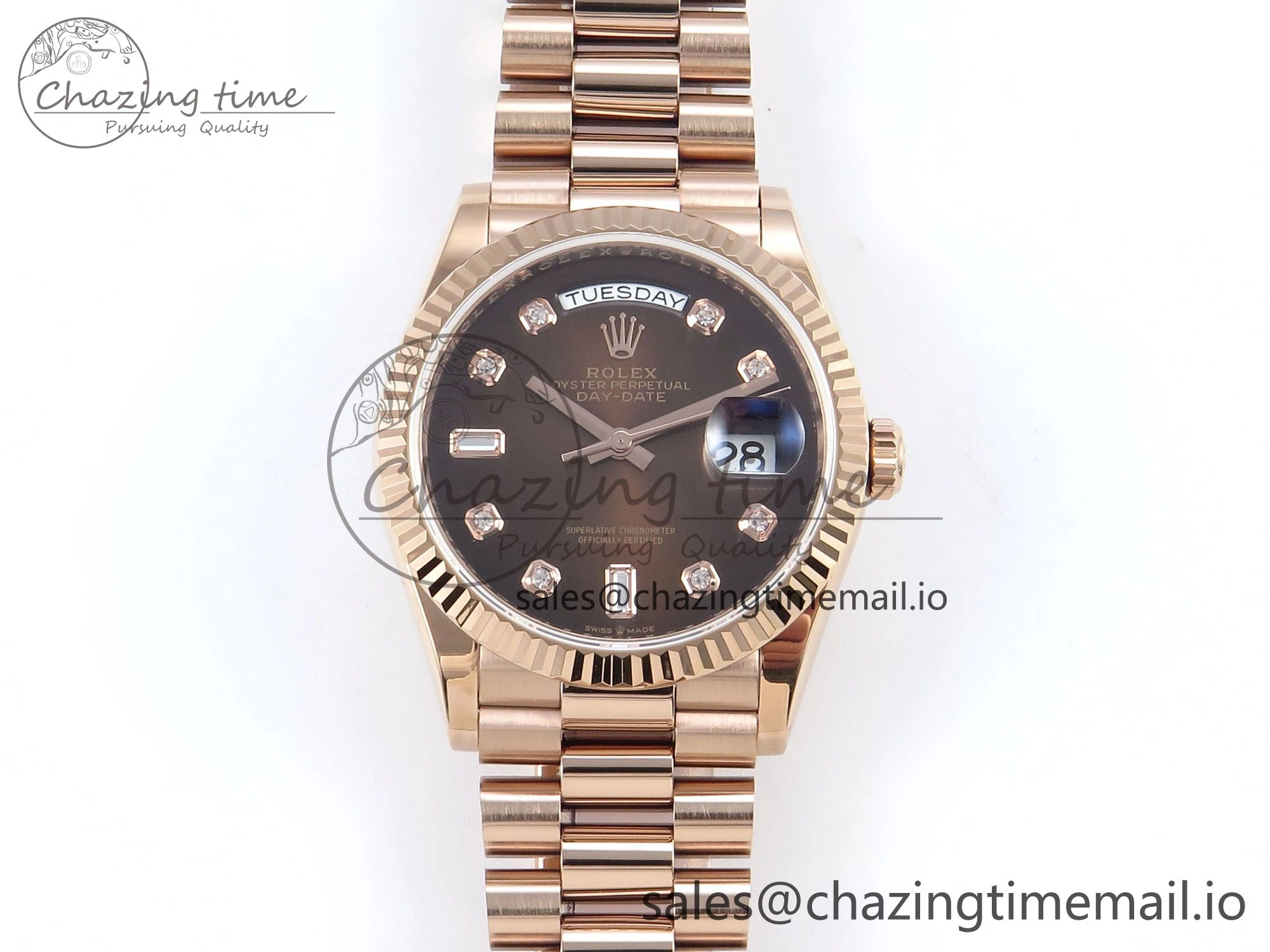 Day Date 36 RG 128235 KF 1:1 Best Edition Brown Diamonds Dial on President Bracelet A2836 (Gain Weight) Chic 503