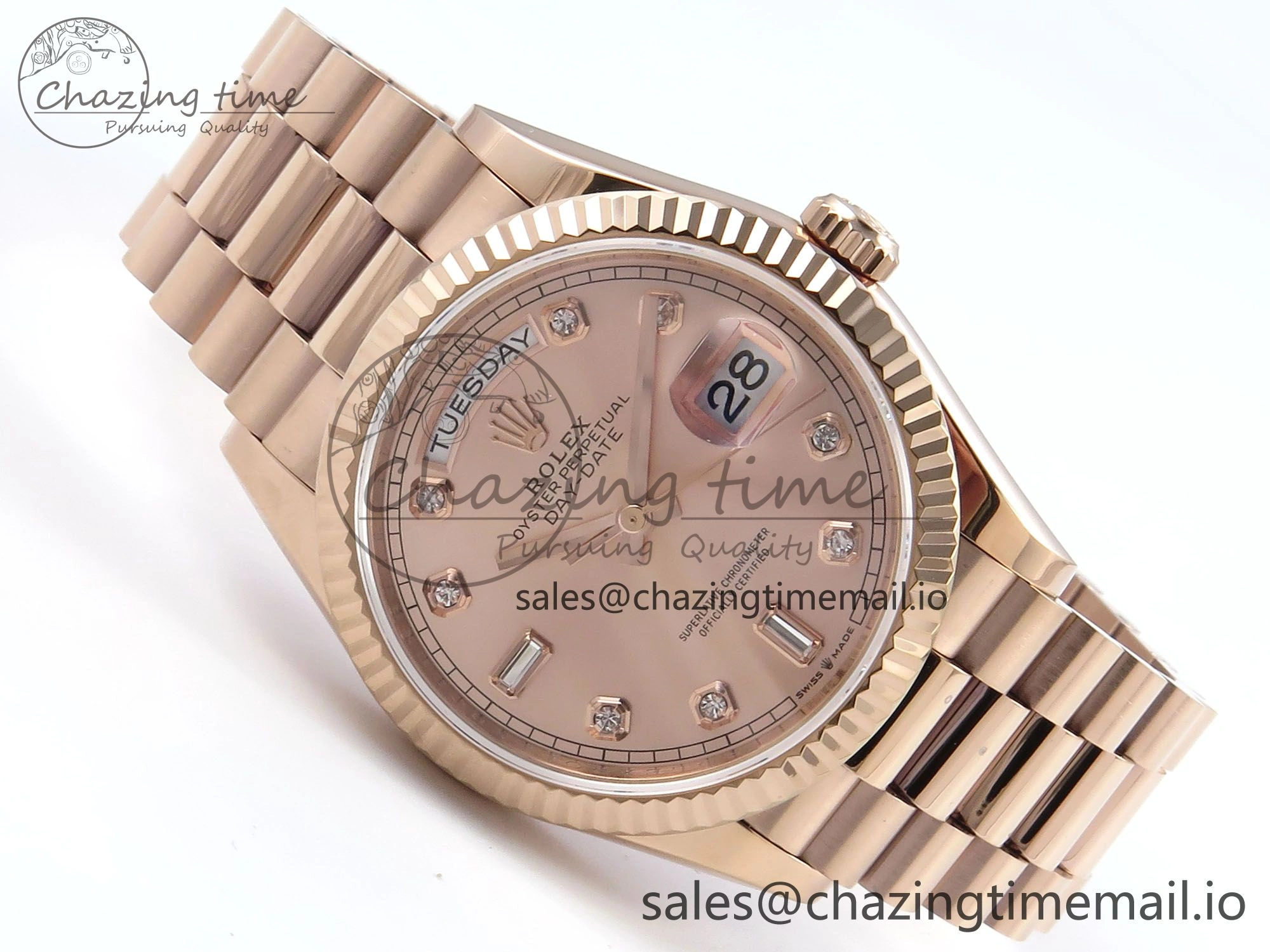 Day Date 36 RG 128235 KF 1:1 Best Edition RG Dial on President Bracelet A2836 (Gain Weight) TravelReady 501