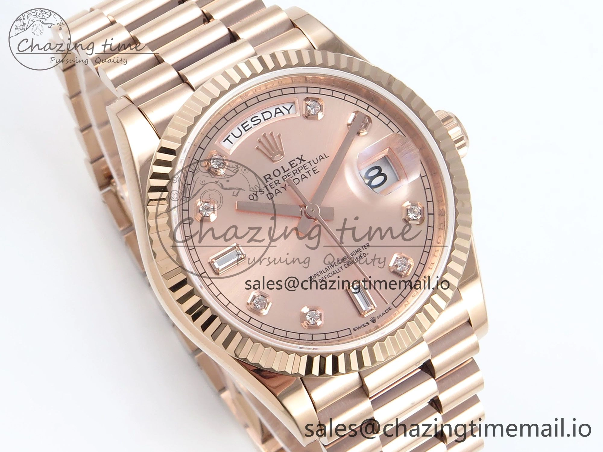 Day Date 36 RG 128235 KF 1:1 Best Edition RG Dial on President Bracelet A2836 (Gain Weight) TravelReady 501