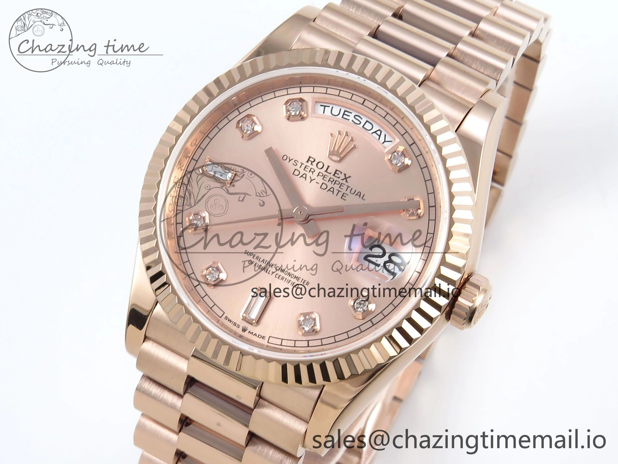 Day Date 36 RG 128235 KF 1:1 Best Edition RG Dial on President Bracelet A2836 (Gain Weight) TravelReady 501