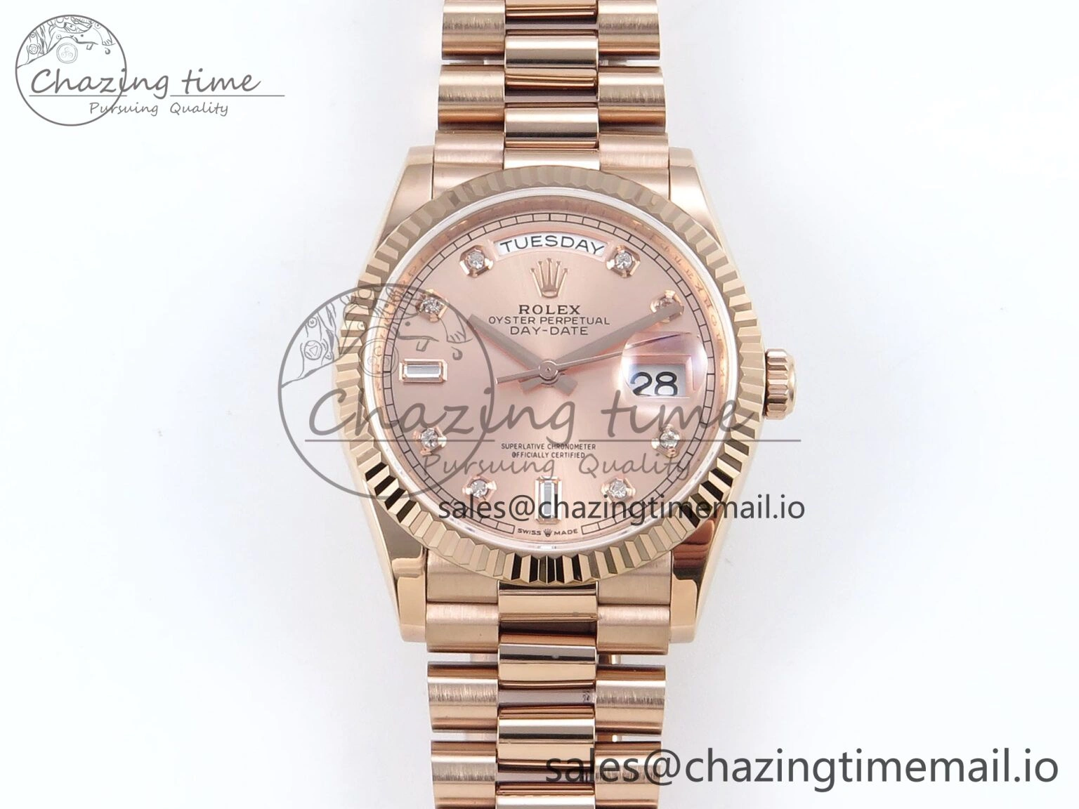 Day Date 36 RG 128235 KF 1:1 Best Edition RG Dial on President Bracelet A2836 (Gain Weight) TravelReady 501