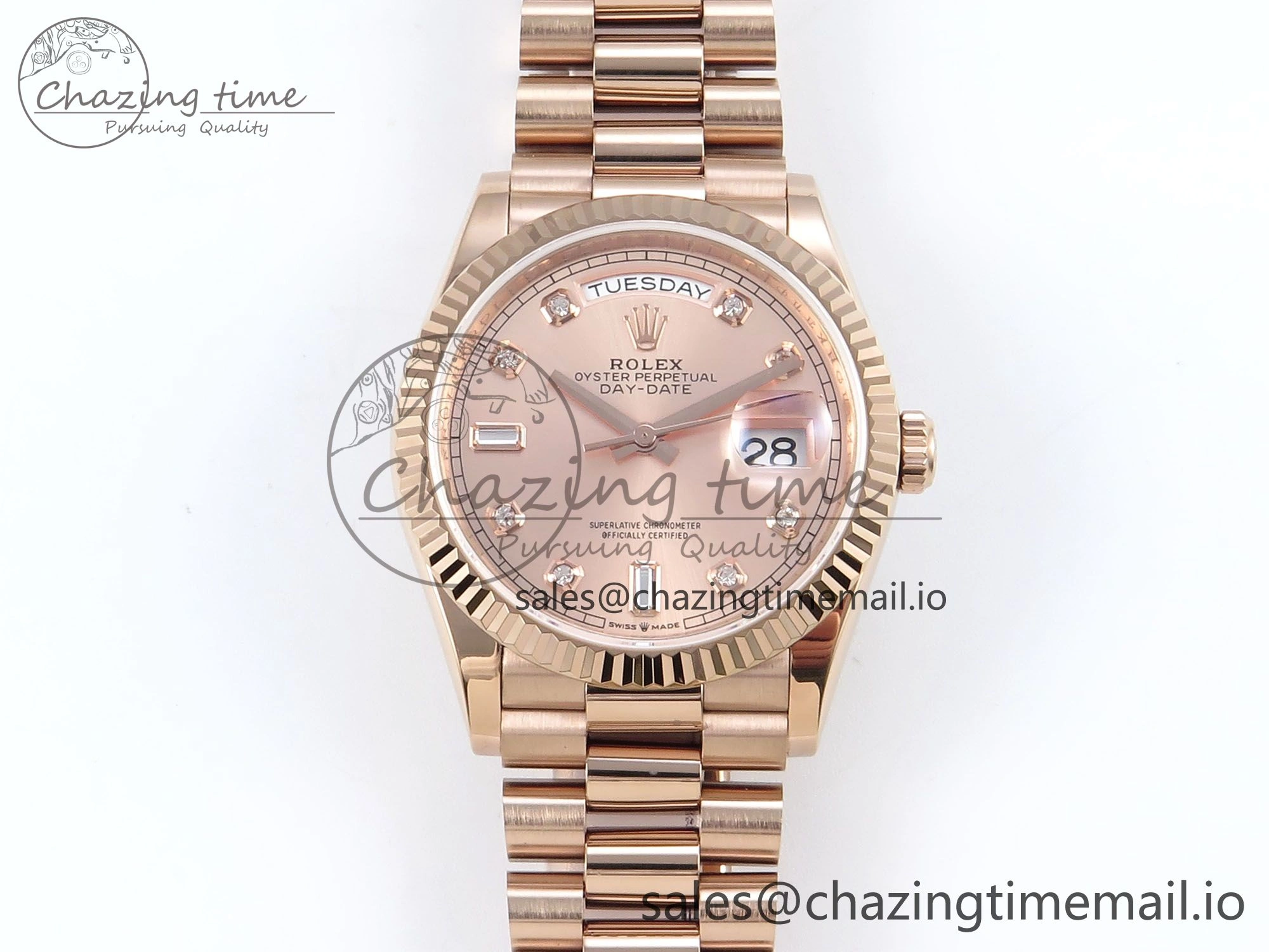 Day Date 36 RG 128235 KF 1:1 Best Edition RG Dial on President Bracelet A2836 (Gain Weight) TravelReady 501