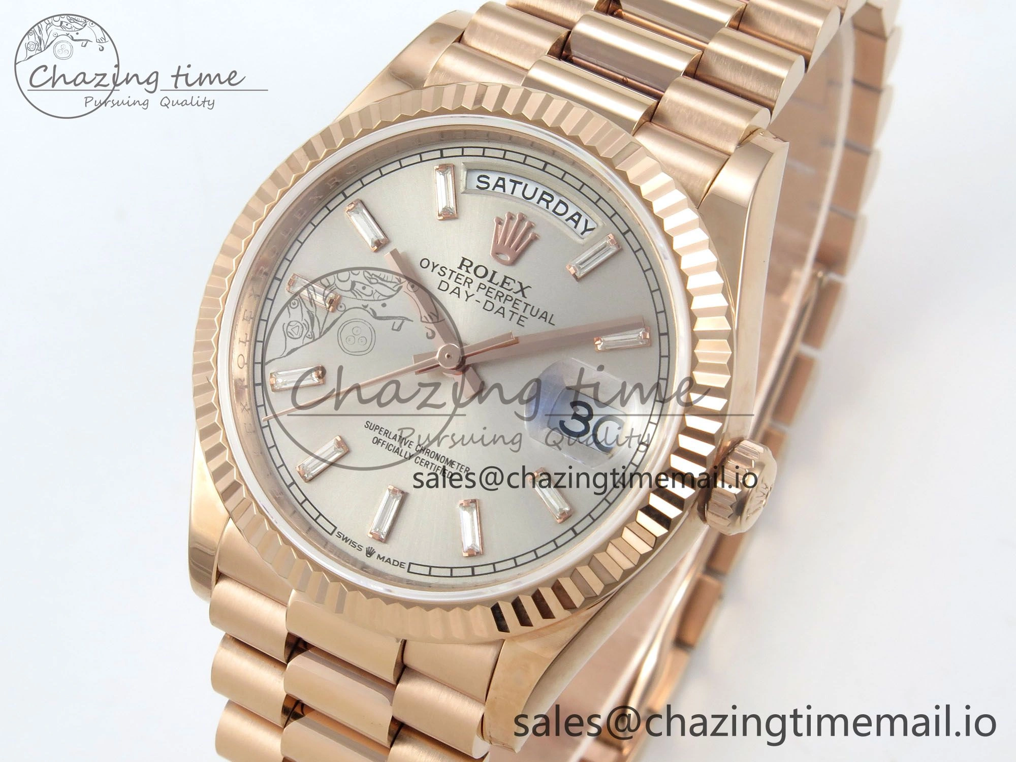 Day Date 36 RG 128235 KF 1:1 Best Edition Silver Crystal Dial on President Bracelet A2836 (Gain Weight) Practical 58