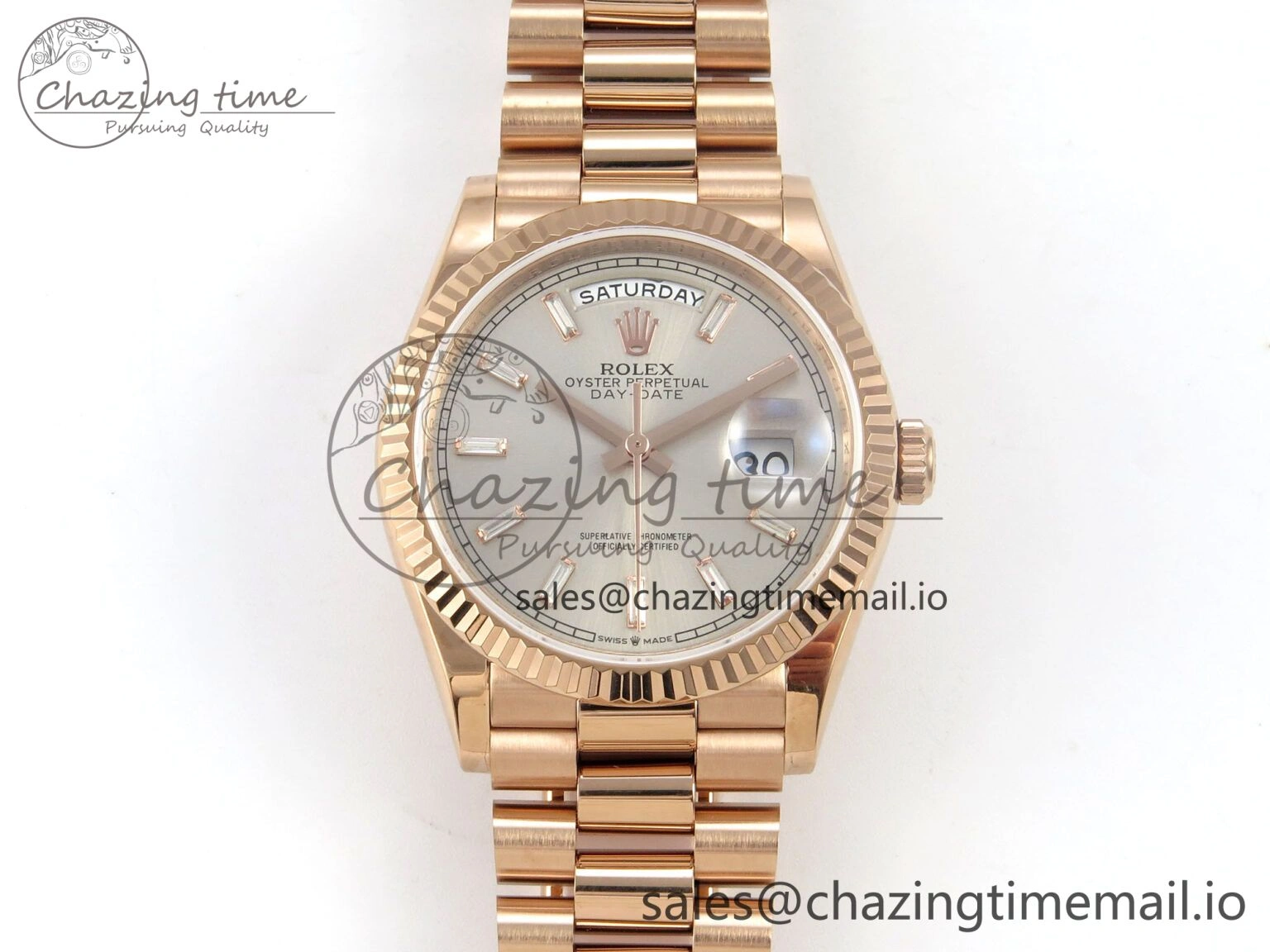 Day Date 36 RG 128235 KF 1:1 Best Edition Silver Crystal Dial on President Bracelet A2836 (Gain Weight) Practical 58