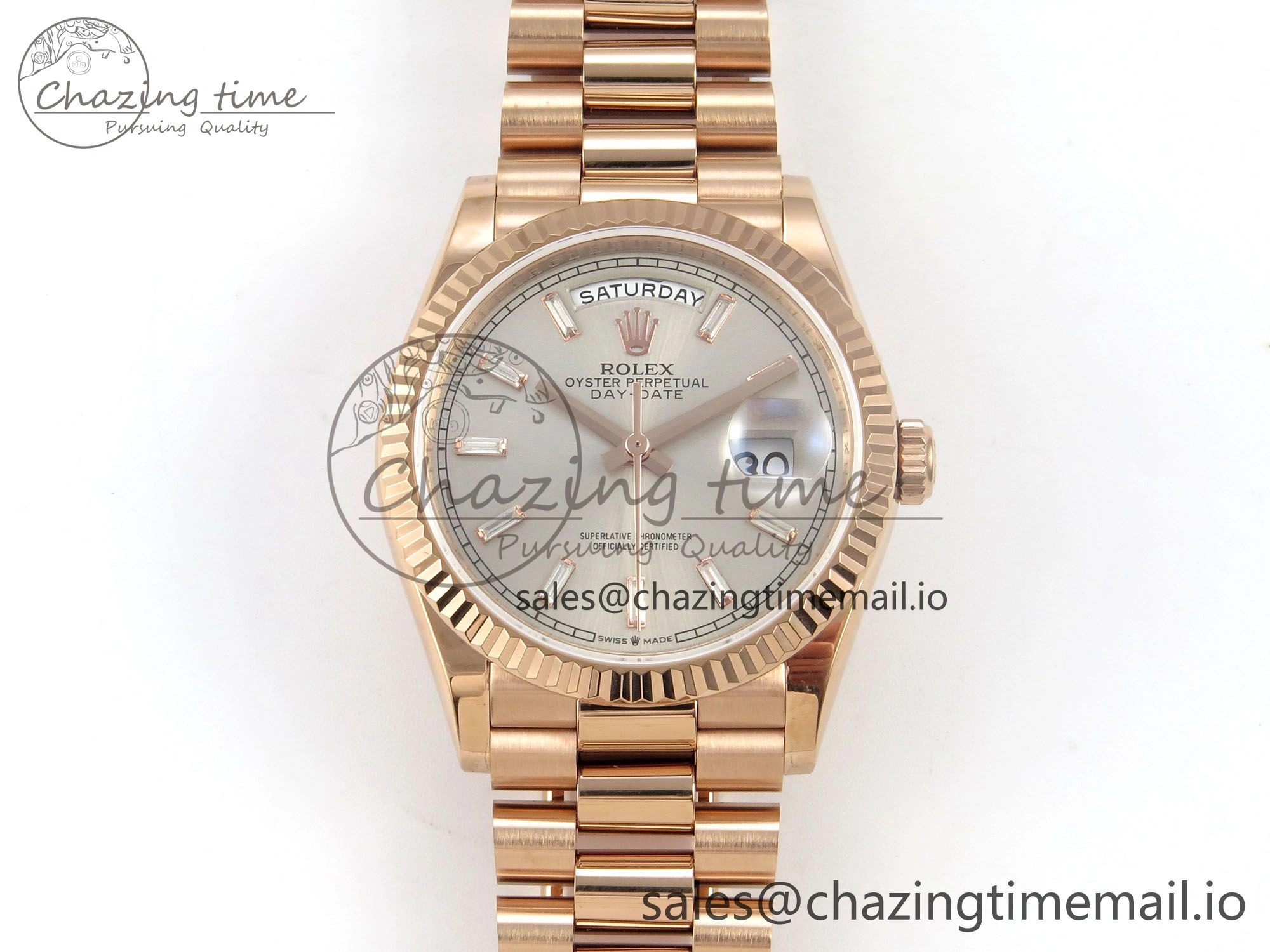 Day Date 36 RG 128235 KF 1:1 Best Edition Silver Crystal Dial on President Bracelet A2836 (Gain Weight) Practical 58