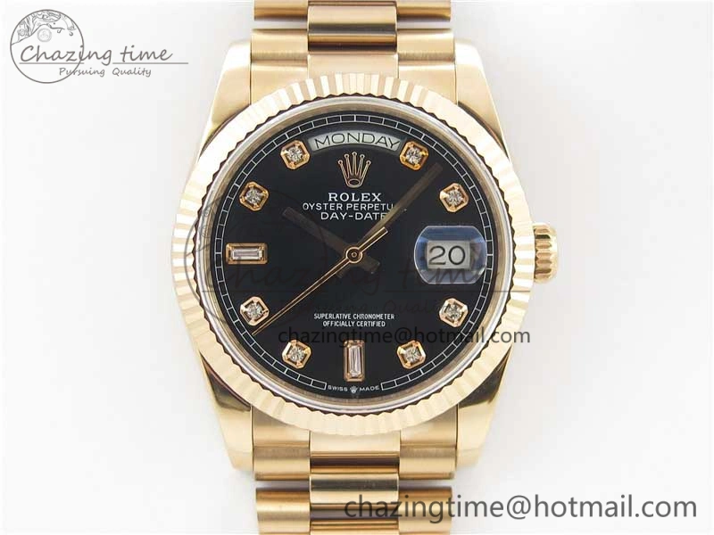 Versatile Day-Date 36 RG 128239 Bp Maker Best Edition Black Dial Crystral Markers on RG President Bracelet 3135