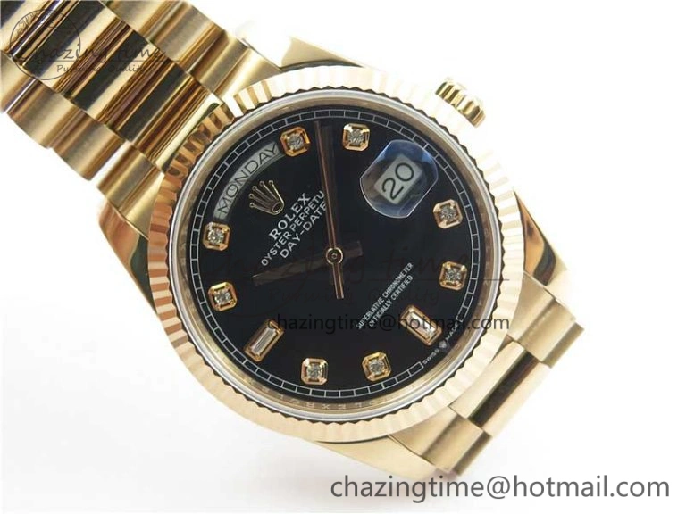 Versatile Day-Date 36 RG 128239 Bp Maker Best Edition Black Dial Crystral Markers on RG President Bracelet 3135