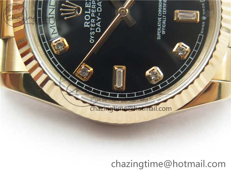 Versatile Day-Date 36 RG 128239 Bp Maker Best Edition Black Dial Crystral Markers on RG President Bracelet 3135