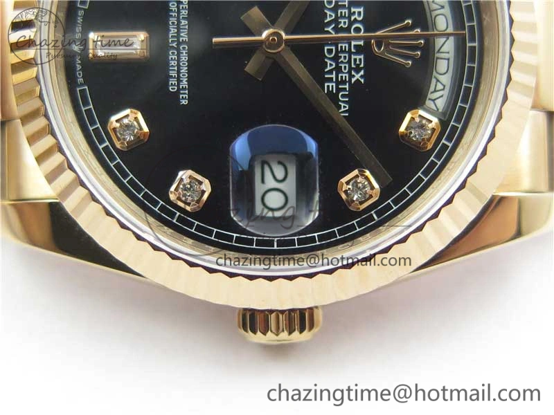 Versatile Day-Date 36 RG 128239 Bp Maker Best Edition Black Dial Crystral Markers on RG President Bracelet 3135