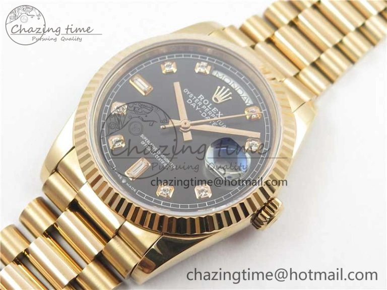 Versatile Day-Date 36 RG 128239 Bp Maker Best Edition Black Dial Crystral Markers on RG President Bracelet 3135