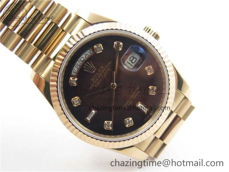 Upgraded Day-Date 36 RG 128239 Bp Maker Best Edition Brown Dial Crystral Markers on RG President Bracelet 3131