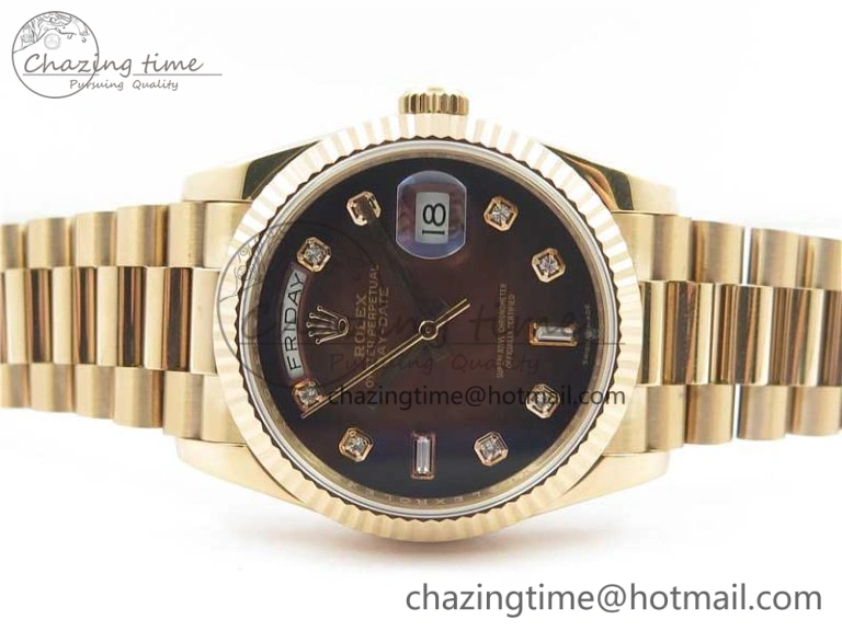 Upgraded Day-Date 36 RG 128239 Bp Maker Best Edition Brown Dial Crystral Markers on RG President Bracelet 3131
