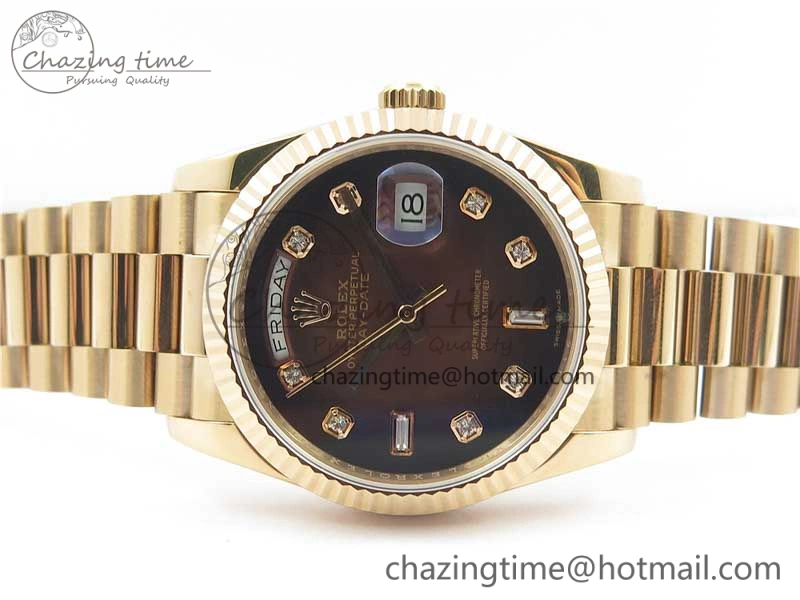 Upgraded Day-Date 36 RG 128239 Bp Maker Best Edition Brown Dial Crystral Markers on RG President Bracelet 3131