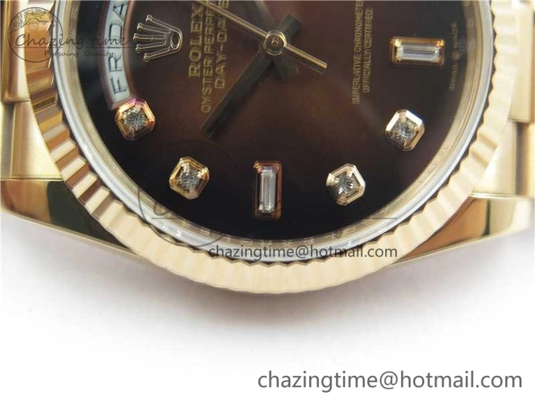 Upgraded Day-Date 36 RG 128239 Bp Maker Best Edition Brown Dial Crystral Markers on RG President Bracelet 3131
