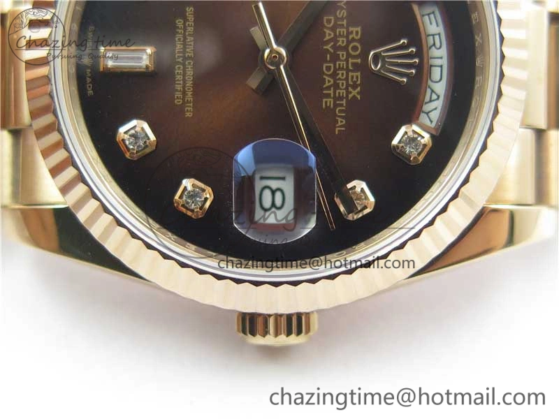 Upgraded Day-Date 36 RG 128239 Bp Maker Best Edition Brown Dial Crystral Markers on RG President Bracelet 3131