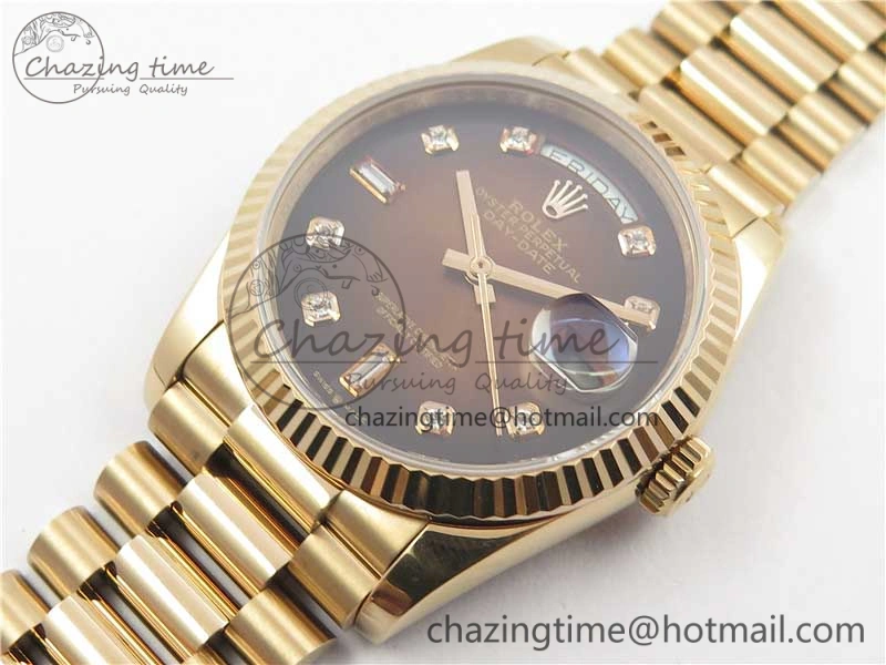 Upgraded Day-Date 36 RG 128239 Bp Maker Best Edition Brown Dial Crystral Markers on RG President Bracelet 3131