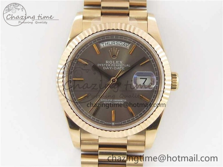 Day-Date 36 RG 128239 Bp Maker Best Edition Gray Dial on RG President Bracelet EyeCatching 3134