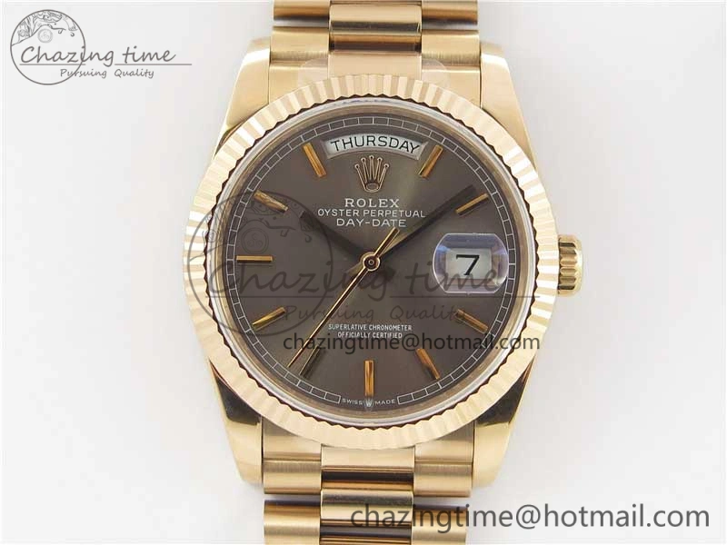 Day-Date 36 RG 128239 Bp Maker Best Edition Gray Dial on RG President Bracelet EyeCatching 3134