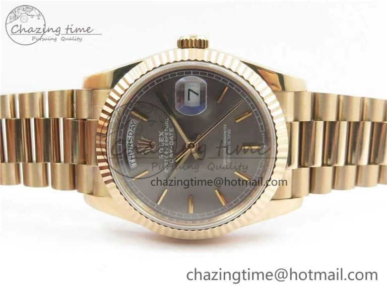 Day-Date 36 RG 128239 Bp Maker Best Edition Gray Dial on RG President Bracelet EyeCatching 3134