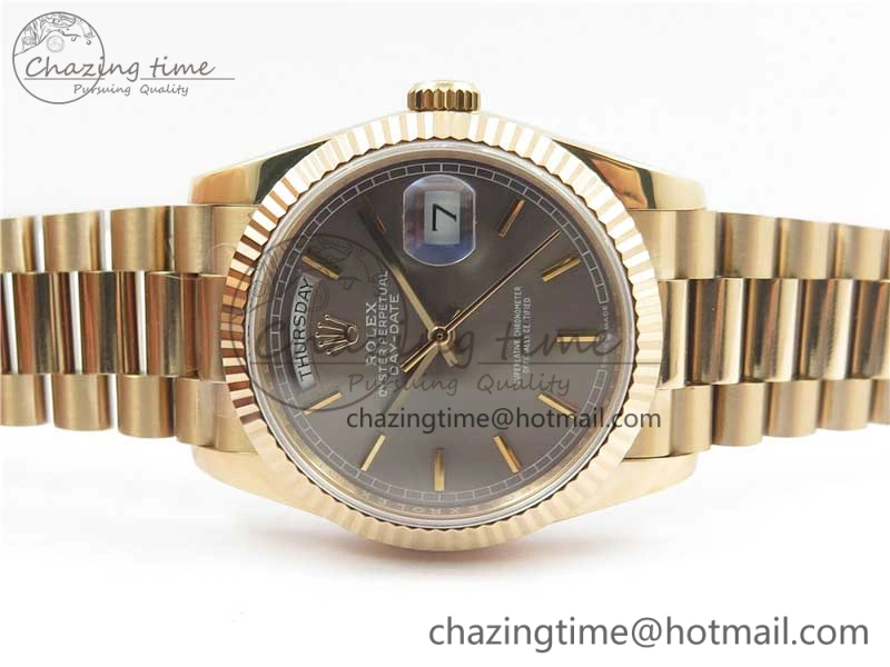 Day-Date 36 RG 128239 Bp Maker Best Edition Gray Dial on RG President Bracelet EyeCatching 3134
