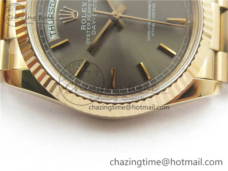 Day-Date 36 RG 128239 Bp Maker Best Edition Gray Dial on RG President Bracelet EyeCatching 3134