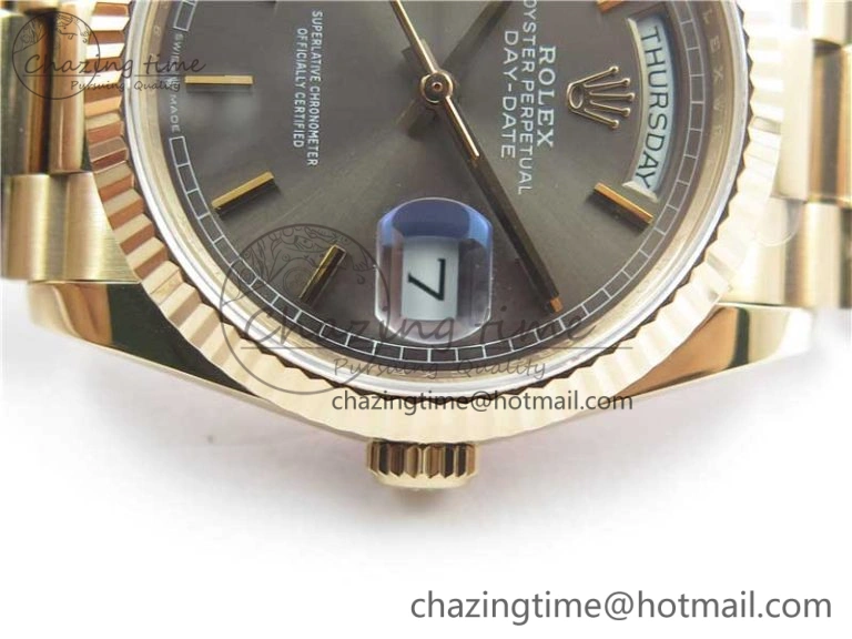 Day-Date 36 RG 128239 Bp Maker Best Edition Gray Dial on RG President Bracelet EyeCatching 3134